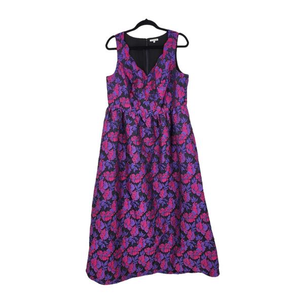 Modcloth Lace & Mesh Floral Jacquard Scalloped V-neck Maxi Gown Dress Size 1X - Picture 1 of 5